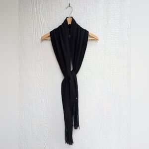 Ugg Black Knit Scarf With Fringe 70x8"